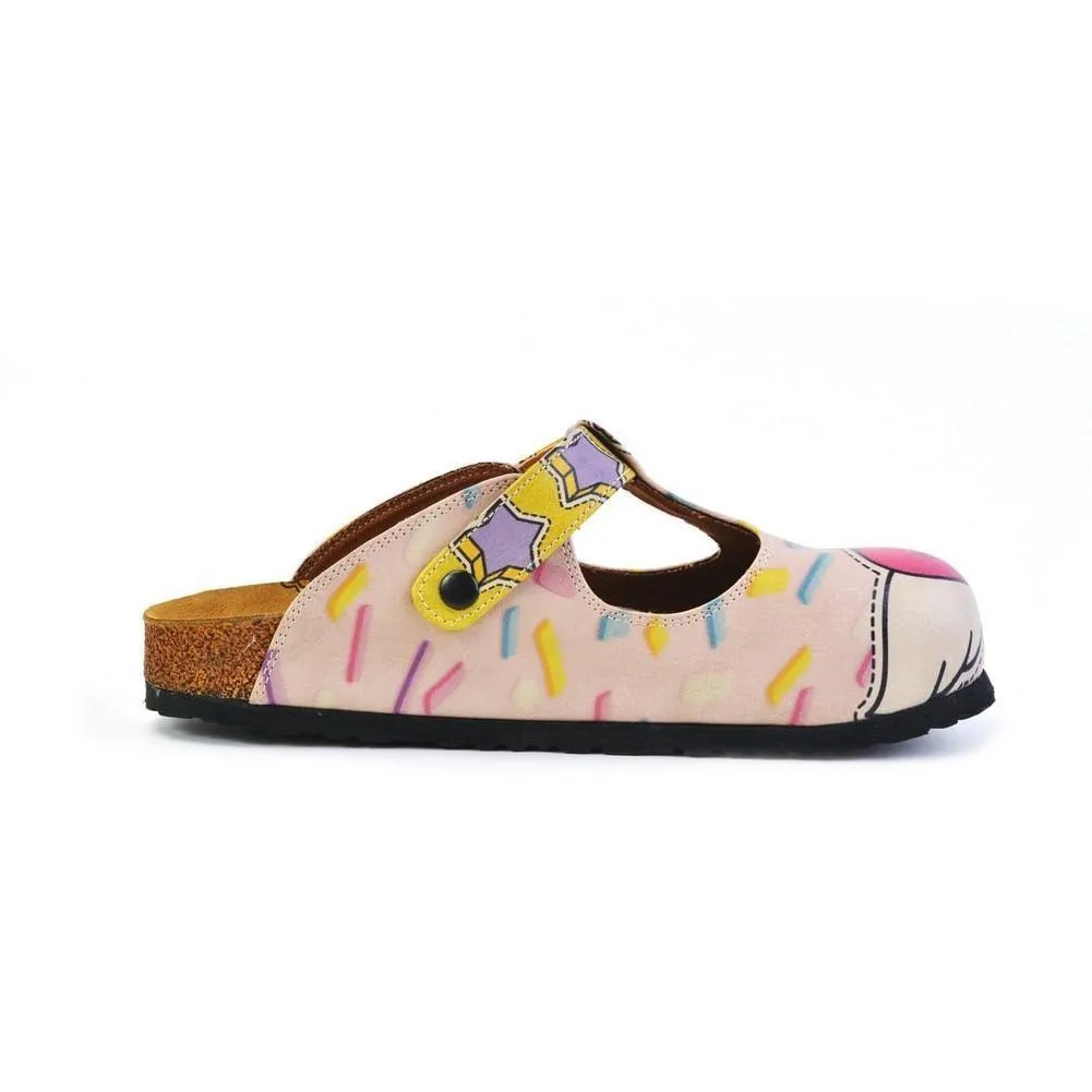 Pink Candy and Pink Unicorn, Pink Heart Patterned Clogs - CAL1507