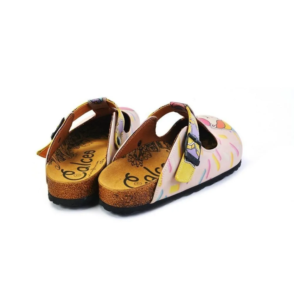 Pink Candy and Pink Unicorn, Pink Heart Patterned Clogs - CAL1507
