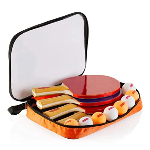 Play22 Ping Pong Paddle Set - 4 Table Tennis Paddles and 8 Ping Pong Balls and Portable Gift Case - Best Gift for Boys and Girls, Adults - Great for Indoor Or Outdoor Play – Speed, Control and Spin