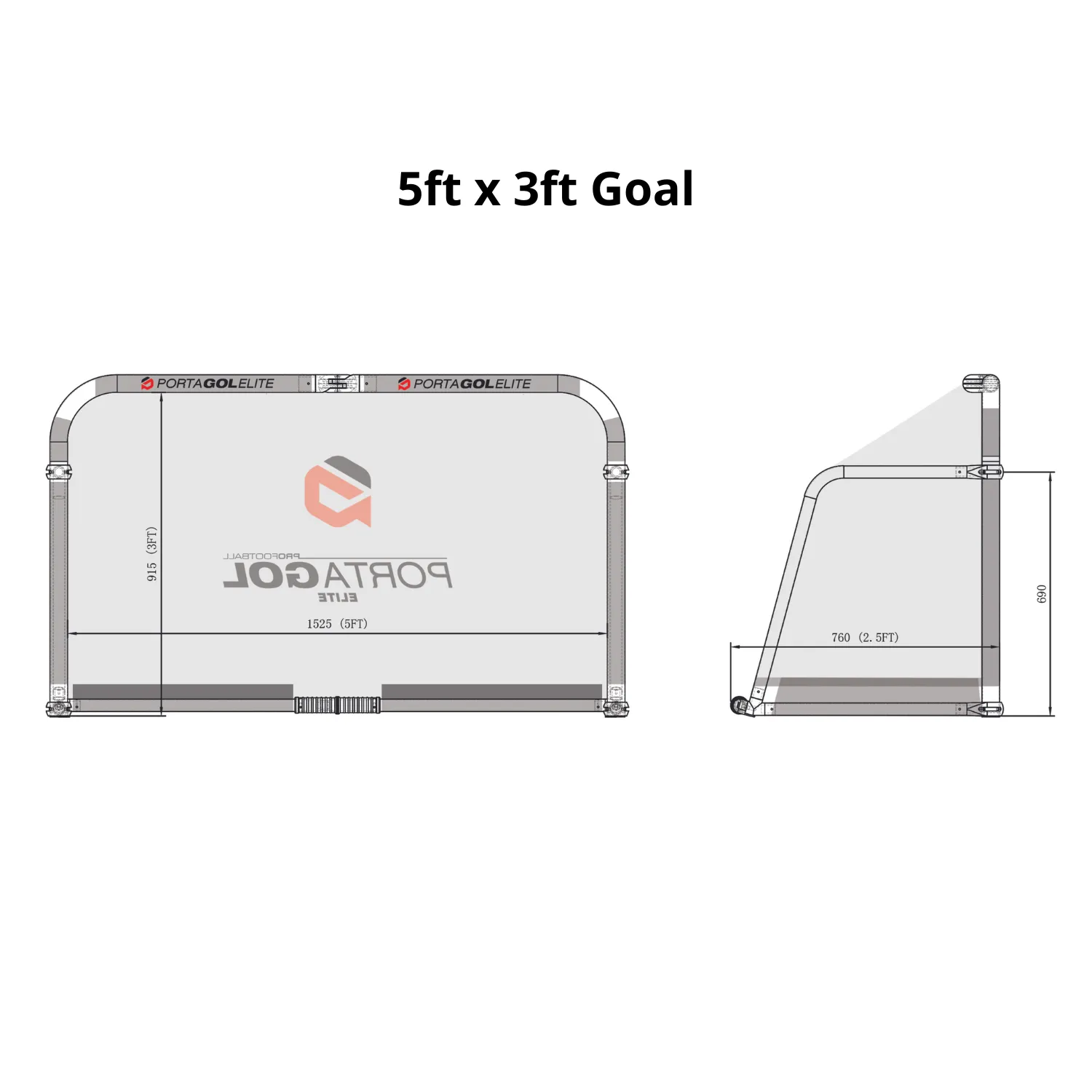 PORTAGOL Elite Folding Aluminium Goal 2m x 1m - Sets up in Seconds