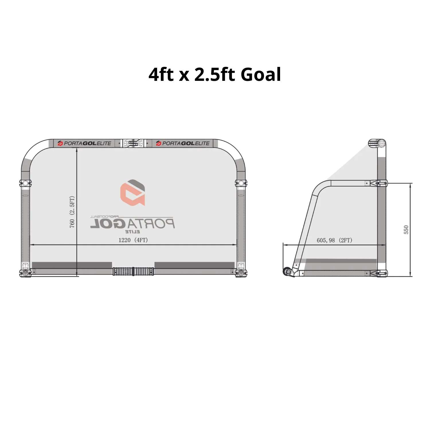 PORTAGOL Elite Folding Aluminium Goal 2m x 1m - Sets up in Seconds