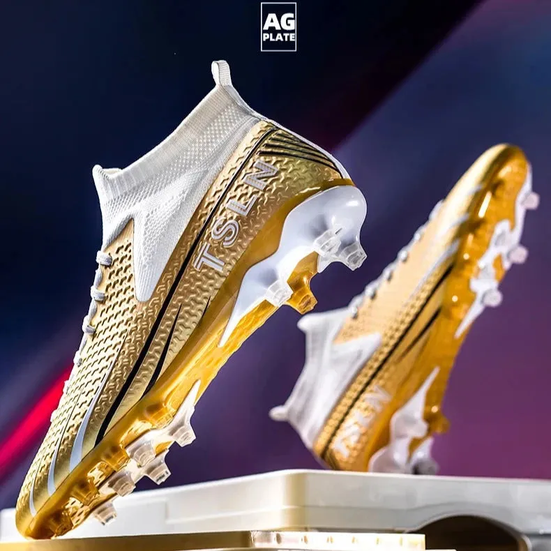 Premium Golden Messi Soccer Cleats/Womens/Mens/Youth