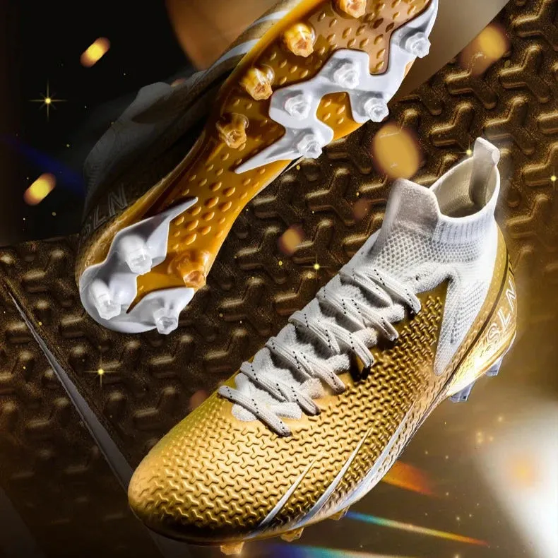 Premium Golden Messi Soccer Cleats/Womens/Mens/Youth