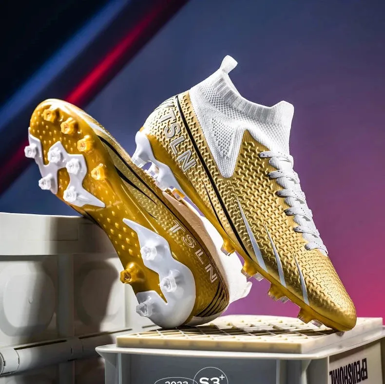 Premium Golden Messi Soccer Cleats/Womens/Mens/Youth