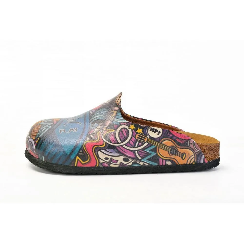Purple and Blue Mixed Music Notes, Let the Music Written Patterned Clogs - CAL1406