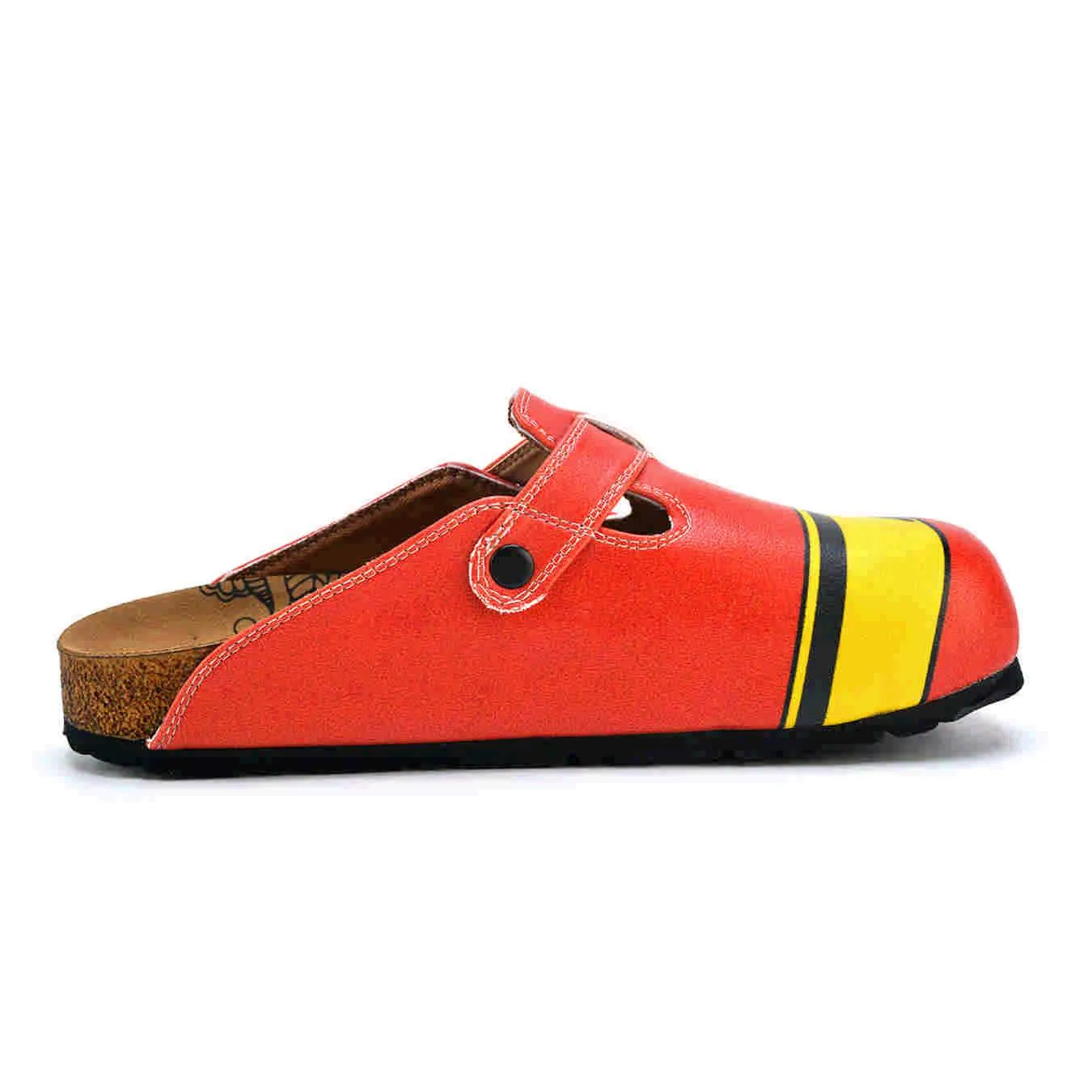 Red & Yellow Dog Buckle Clogs - WCAL376