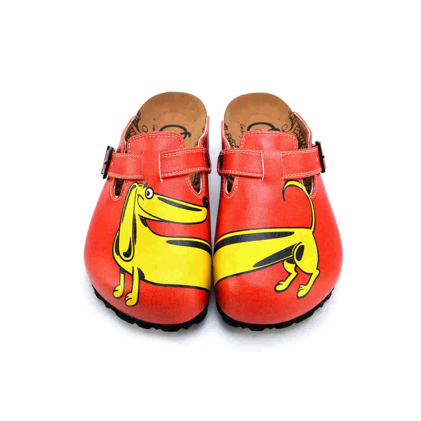 Red & Yellow Dog Buckle Clogs - WCAL376