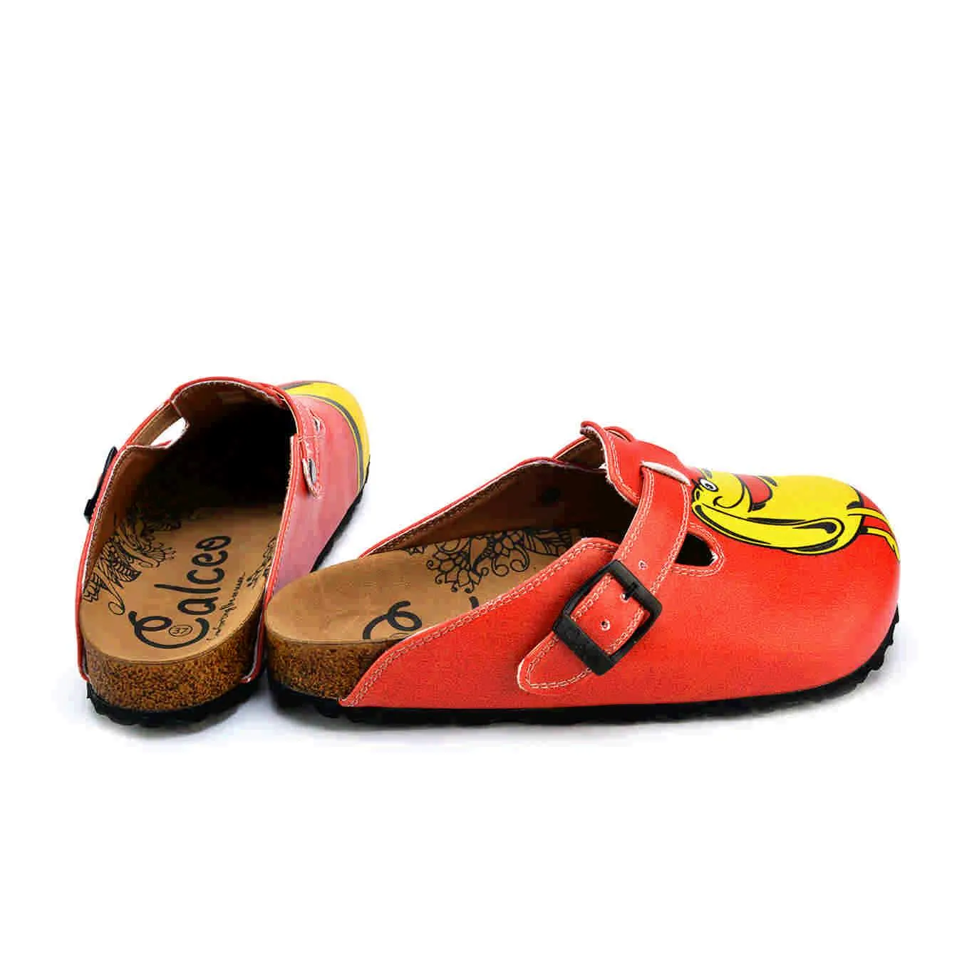 Red & Yellow Dog Buckle Clogs - WCAL376