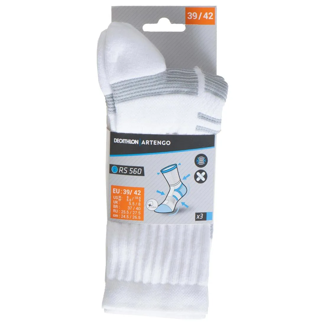 RS 560 High-Rise Sports Socks Tri-Pack
