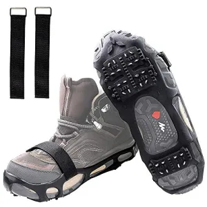 Shaddock Fishing Ice Cleats for Shoes and Boots, Ice Snow Traction Cleats Crampons for Men Women Kids Winter Walking on Ice and Snow Anti Slip Overshoe Stretch Footwear (Size XL)