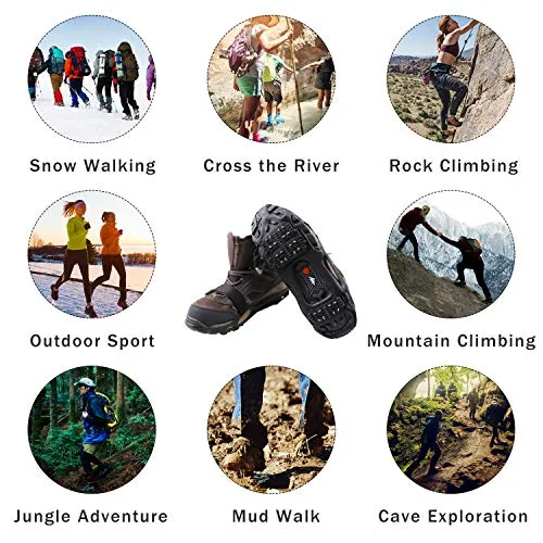Shaddock Fishing Ice Cleats for Shoes and Boots, Ice Snow Traction Cleats Crampons for Men Women Kids Winter Walking on Ice and Snow Anti Slip Overshoe Stretch Footwear (Size XL)