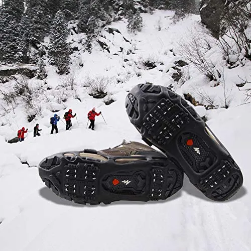 Shaddock Fishing Ice Cleats for Shoes and Boots, Ice Snow Traction Cleats Crampons for Men Women Kids Winter Walking on Ice and Snow Anti Slip Overshoe Stretch Footwear (Size XL)