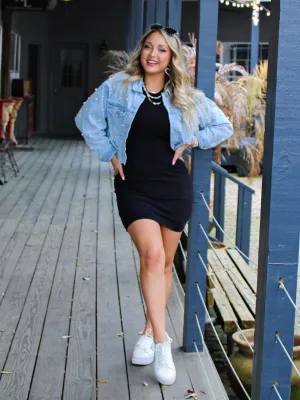 Simple As That Sleeveless Ribbed Dress, Black