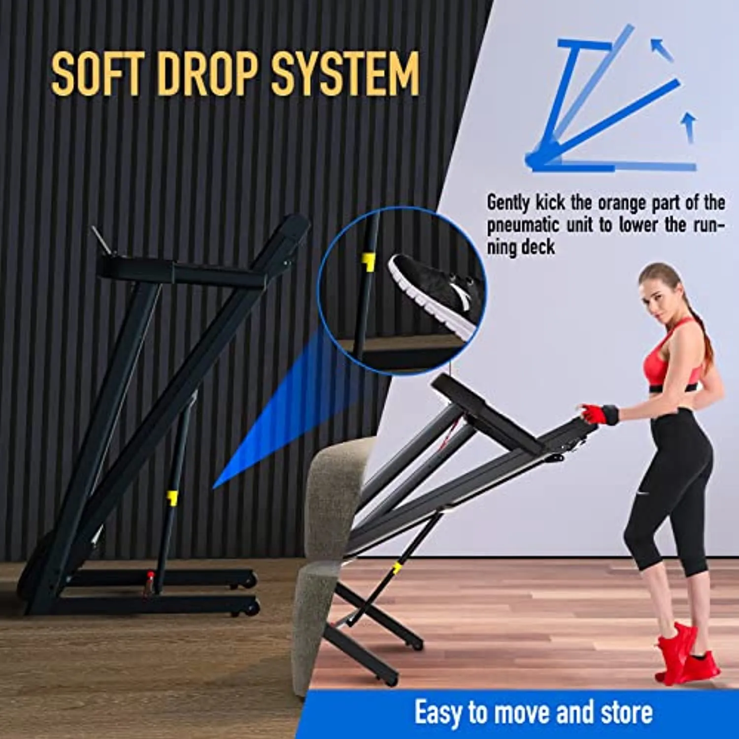 SSPHPPLIE Folding Treadmills for Home-Portable Treadmills Small Space Foldable with Incline-Easy Assembly for Apartment/office Workout, Black