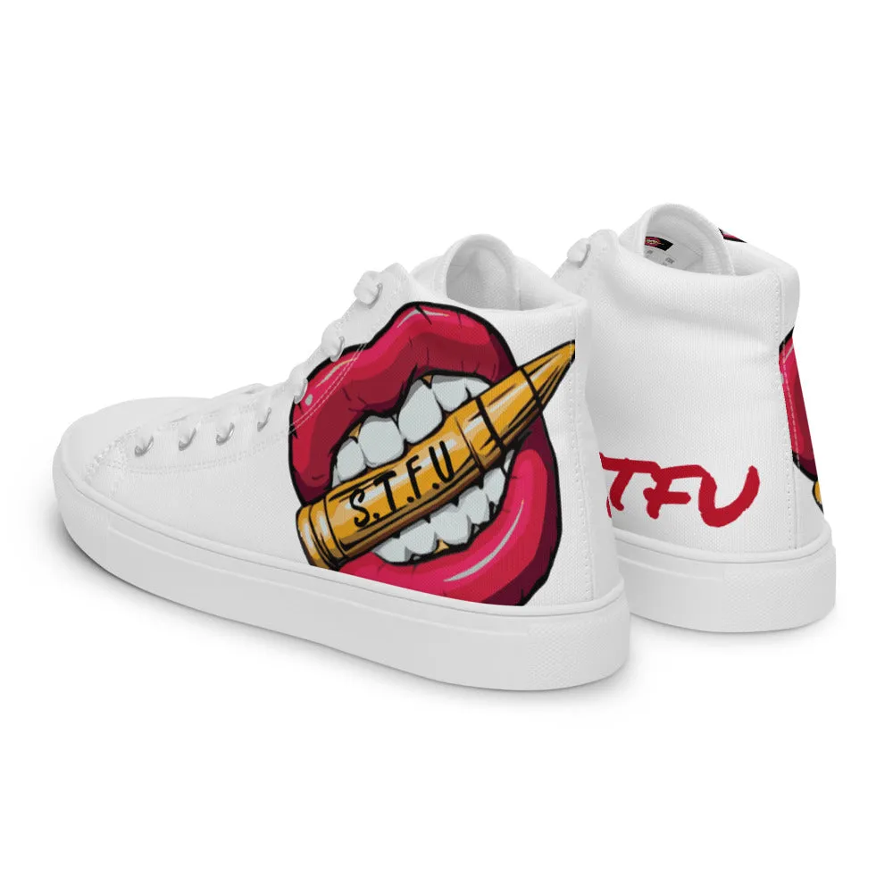 STFU Classic Logo Men’s High Top Canvas Shoes - White
