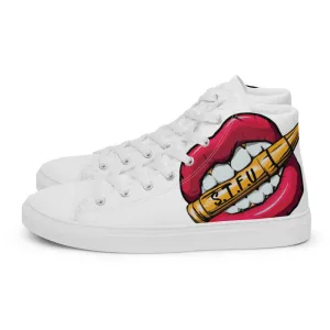 STFU Classic Logo Men’s High Top Canvas Shoes - White