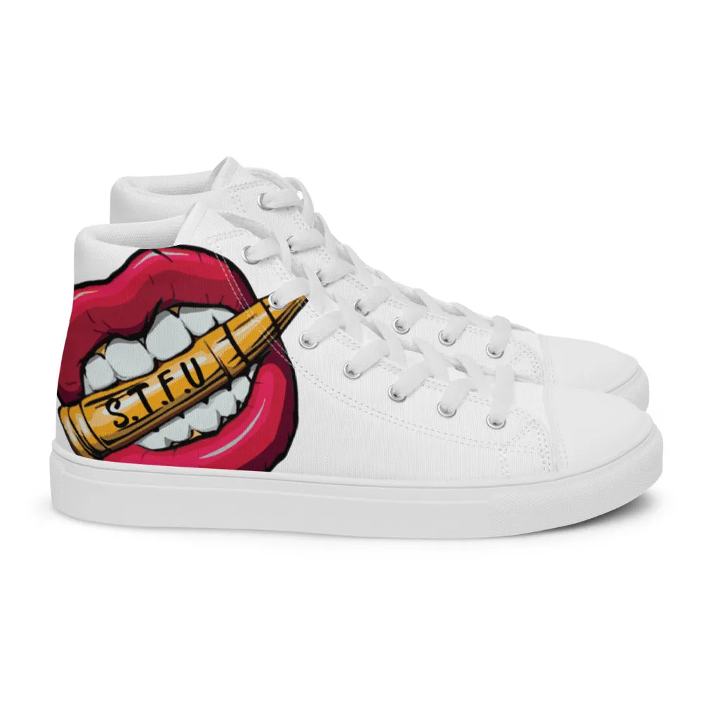 STFU Classic Logo Men’s High Top Canvas Shoes - White
