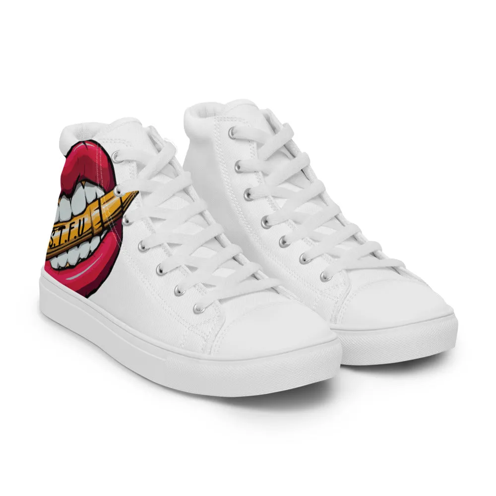 STFU Classic Logo Men’s High Top Canvas Shoes - White