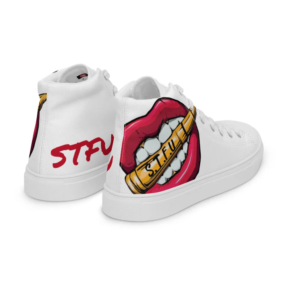 STFU Classic Logo Men’s High Top Canvas Shoes - White