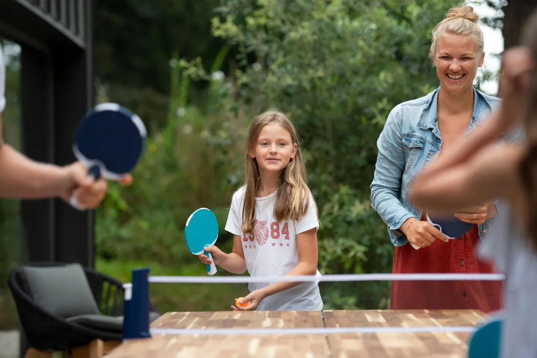 Table Tennis Set with Posts and Adjustable Rollnet - Blue/White