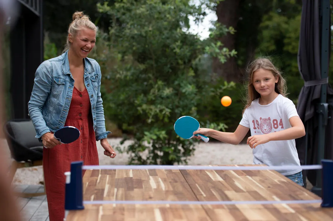 Table Tennis Set with Posts and Adjustable Rollnet - Blue/White