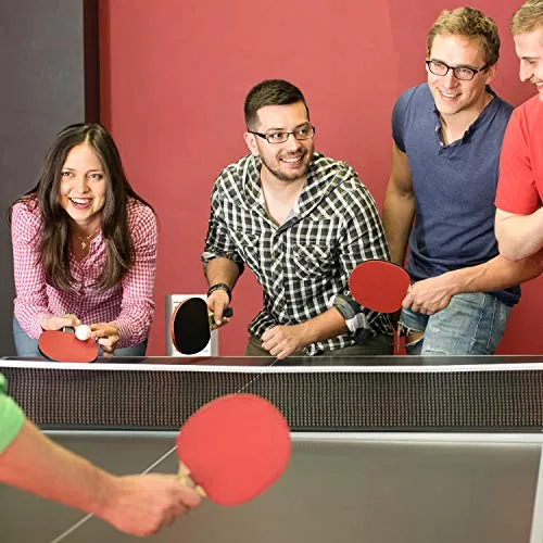 Table Tennis Set,Red and Black Double-Sided Table Tennis Set of 2 Rackets and 4 Balls and Storage Bag for Children Adult Indoor/Outdoor Games,Best Gift for Boys and Girls