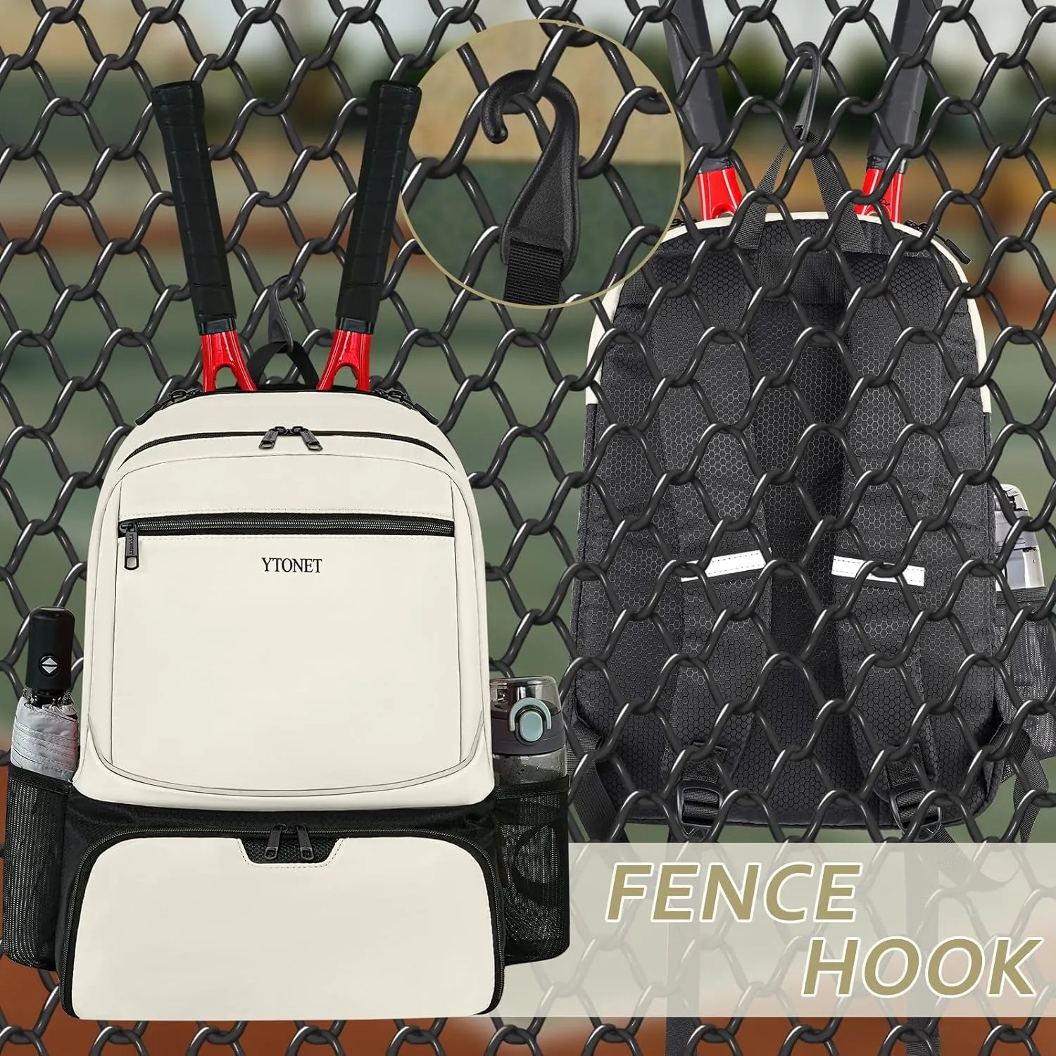 Tennis Backpack for Women Men Holds 2 Rackets with Insulated Pocket Ventilated Shoe Compartment