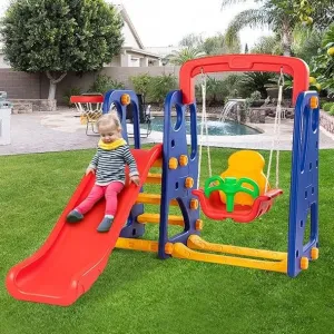 Toddlers Montessori Play Swing & Slide Set | Basketball | Indoor Outdoor | Multicoloured | 3-8 Years