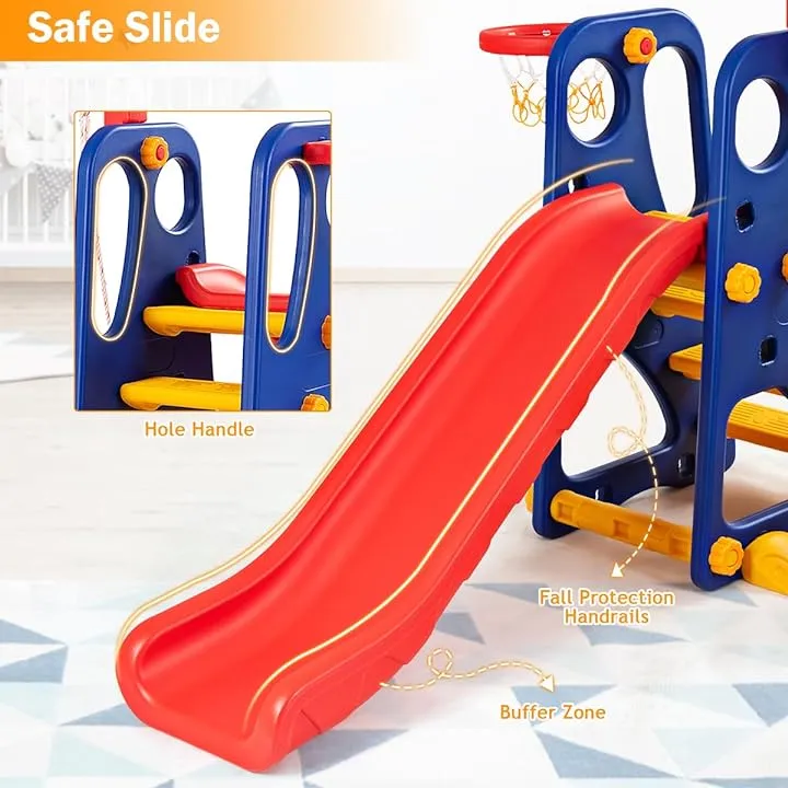 Toddlers Montessori Play Swing & Slide Set | Basketball | Indoor Outdoor | Multicoloured | 3-8 Years