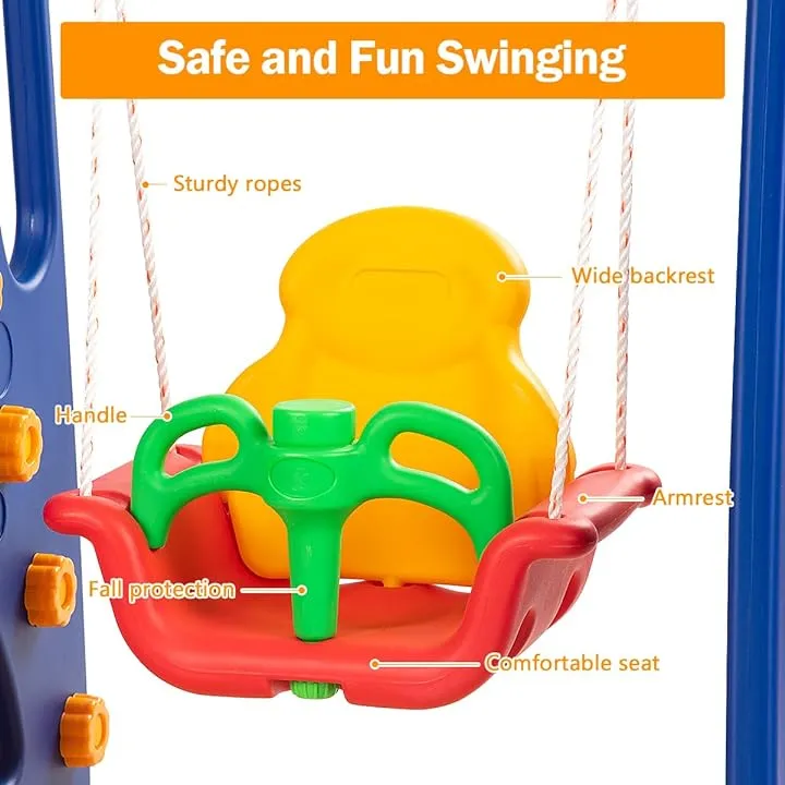 Toddlers Montessori Play Swing & Slide Set | Basketball | Indoor Outdoor | Multicoloured | 3-8 Years