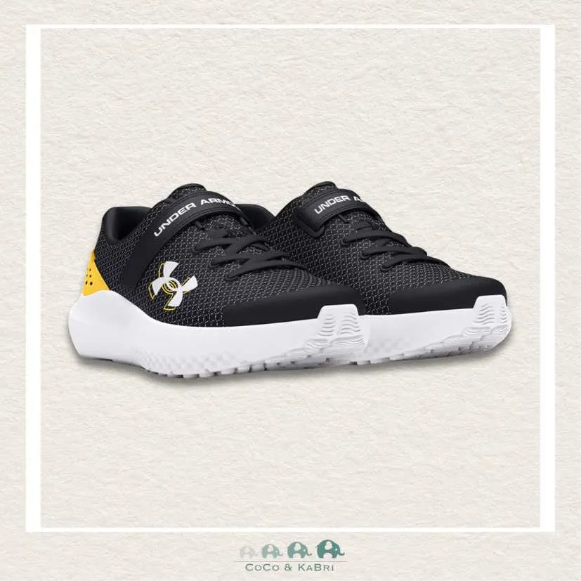 Under Armour Boys' Pre-School Surge 4 AC Running Shoes - Black/Yellow