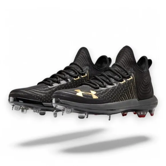 Under Armour Harper 4 Low St Metal Baseball Cleats Mens Size 15 Black/Gold NEW