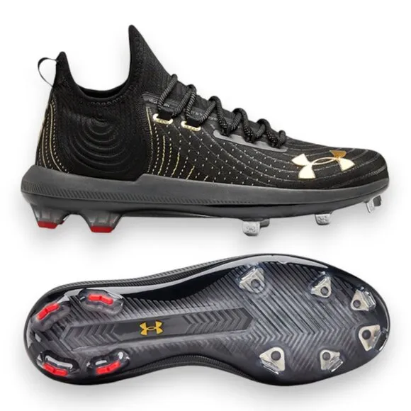 Under Armour Harper 4 Low St Metal Baseball Cleats Mens Size 15 Black/Gold NEW