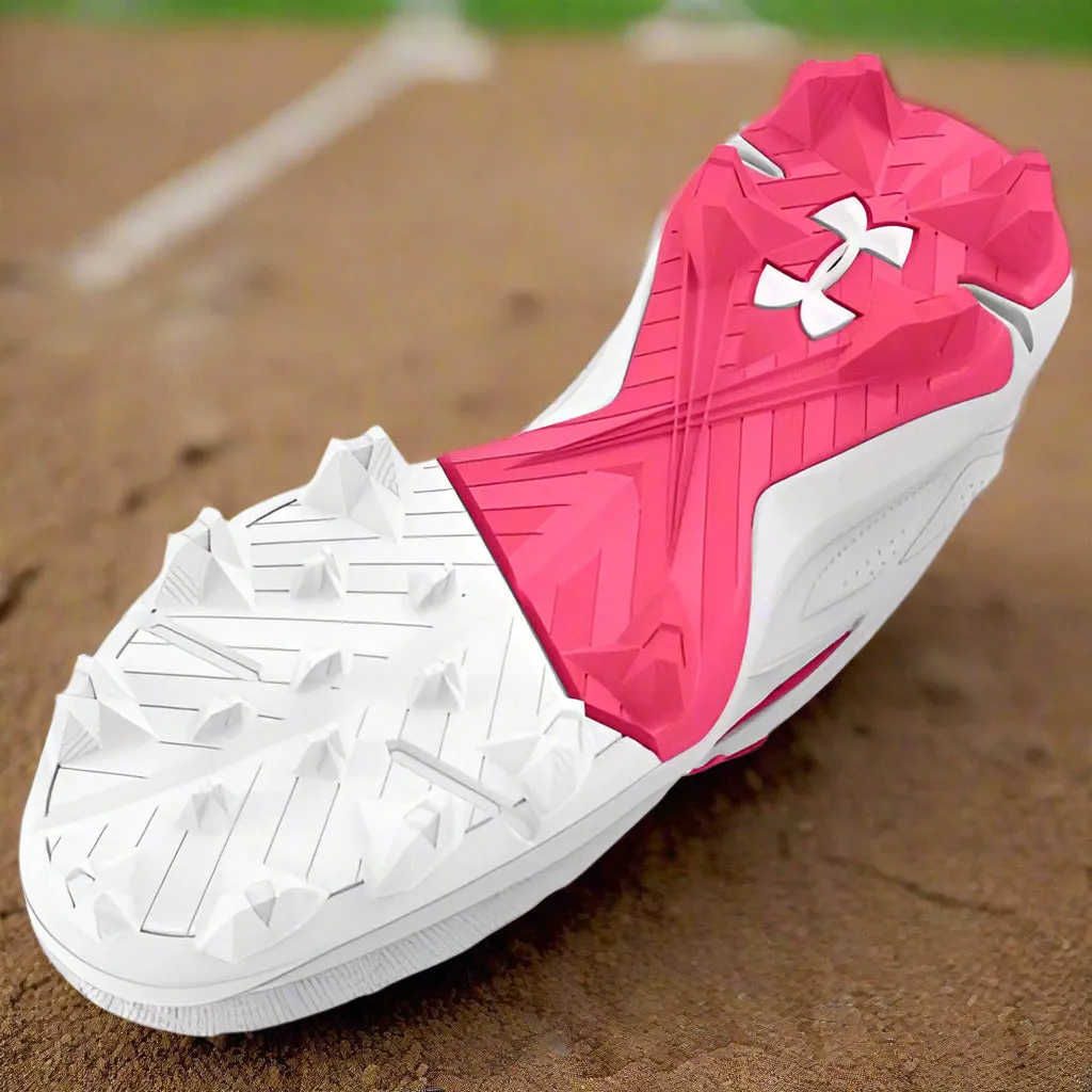 Under Armour Leadoff Low RM Jr. 3.0 Youth Molded Cleat - Pink/White