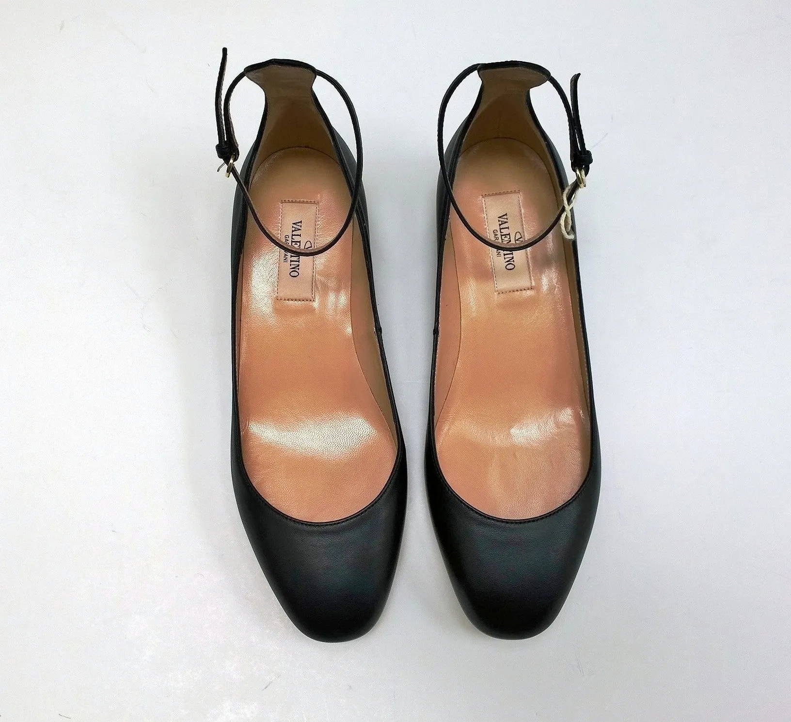 Valentino Garavani Tango Black Leather Ankle Strap Flats