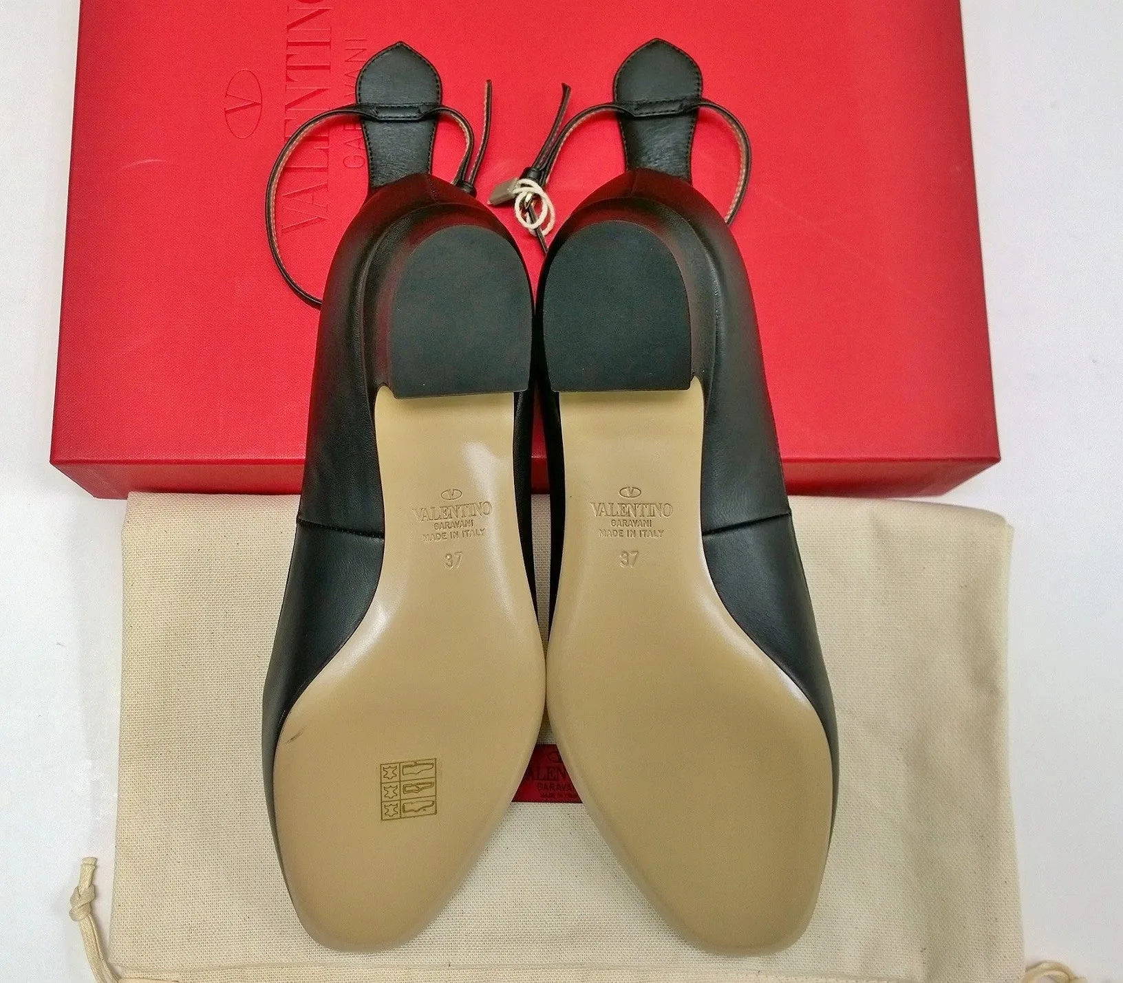 Valentino Garavani Tango Black Leather Ankle Strap Flats