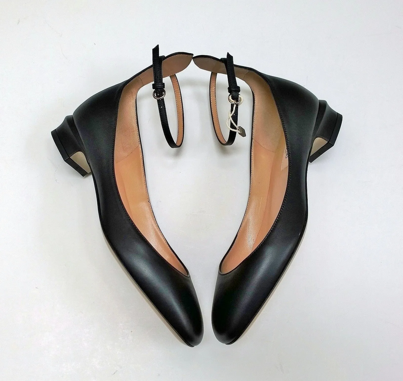 Valentino Garavani Tango Black Leather Ankle Strap Flats