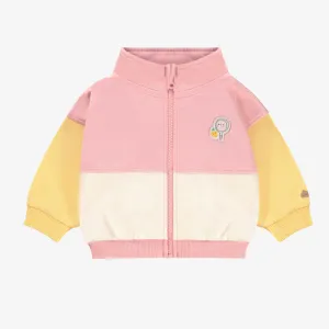 Veste rose en coton français, naissance || Pink jacket in French cotton, newborn