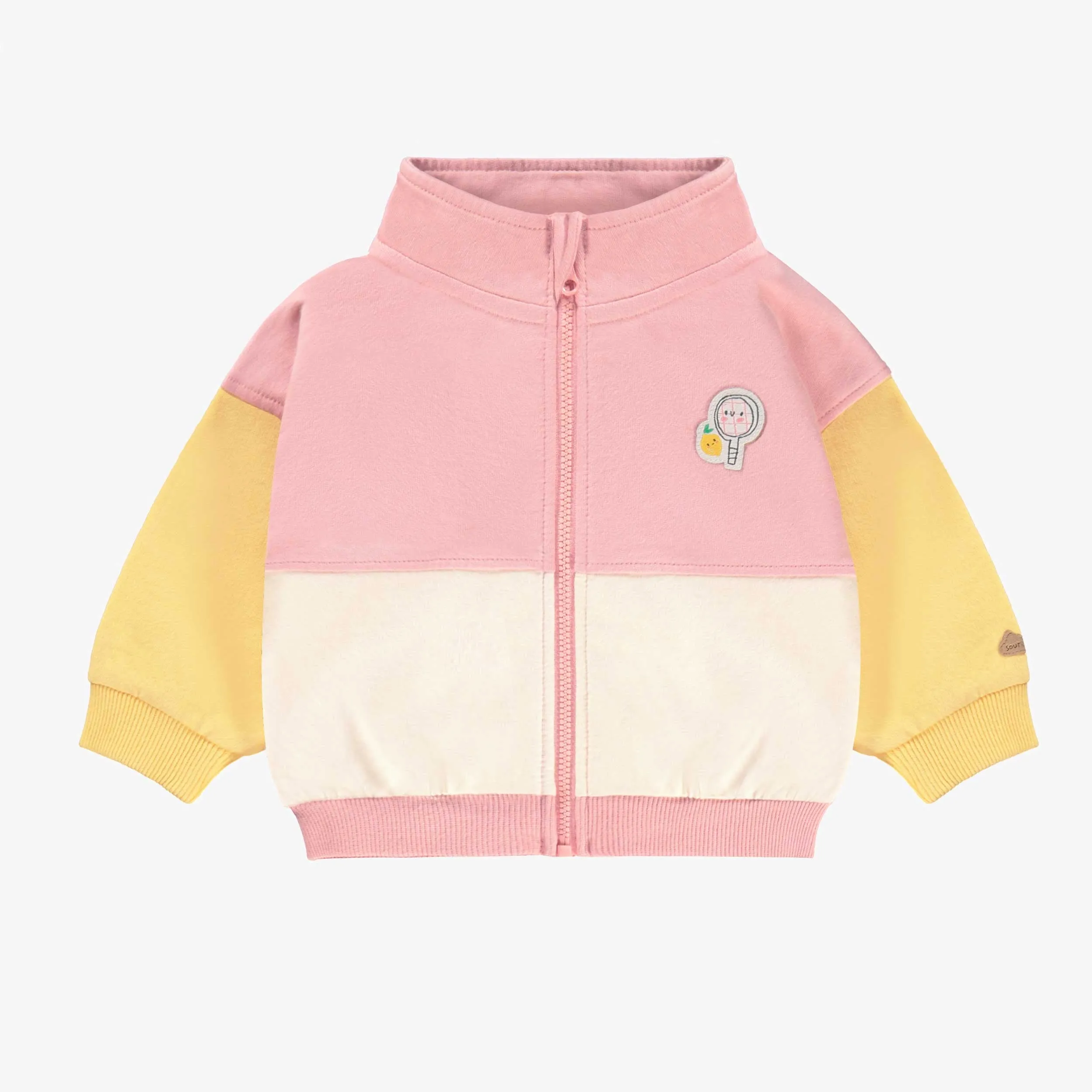 Veste rose en coton français, naissance || Pink jacket in French cotton, newborn