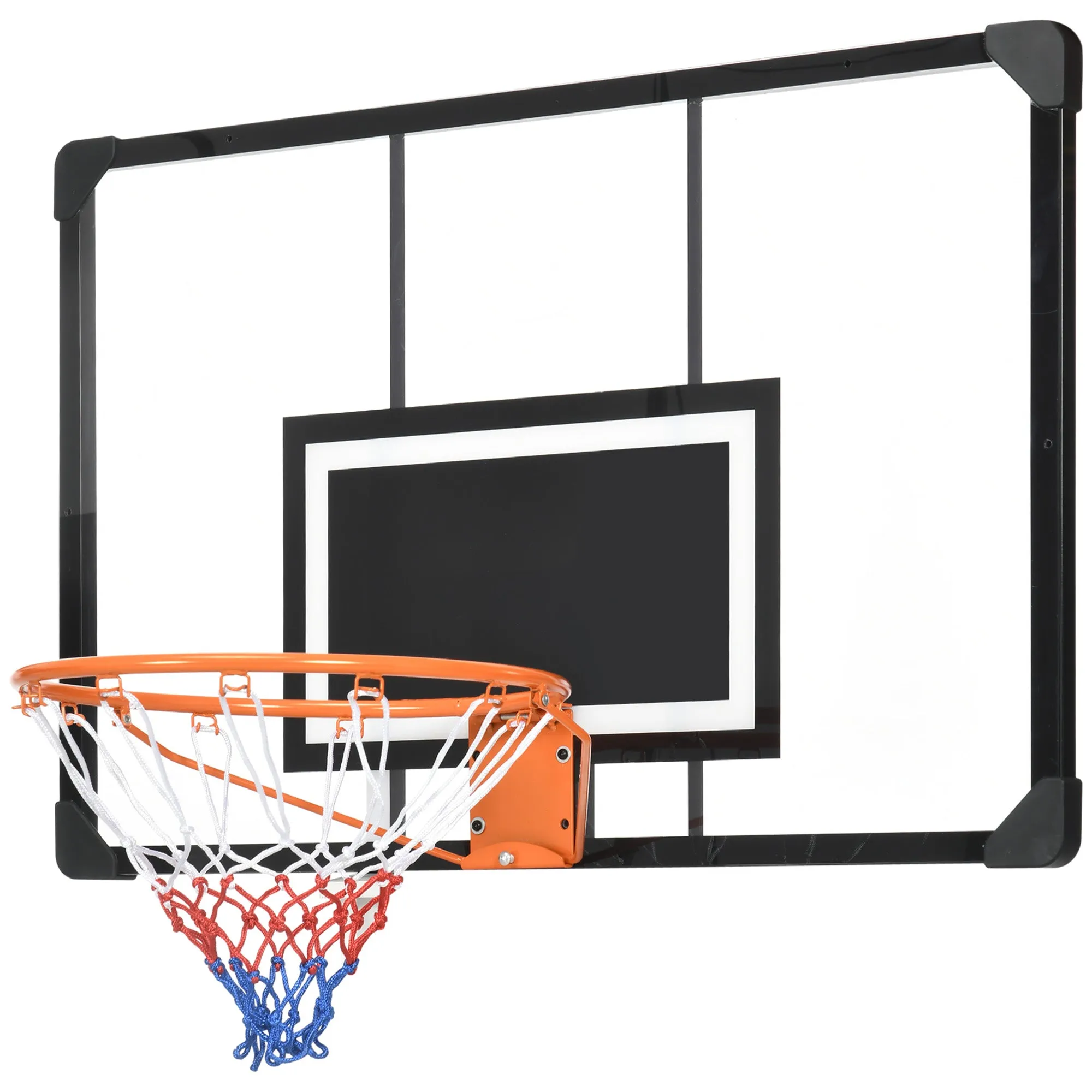 Wall Mounted Mini Basketball Hoop with 45" x 29" Backboard, Rim and All-Weather Net for Indoor and Outdoor Use