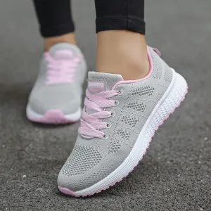 Women Casual Shoes Fashion Breathable Walking Mesh Flat Shoes