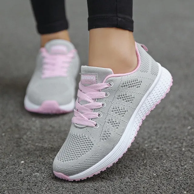 Women Casual Shoes Fashion Breathable Walking Mesh Flat Shoes