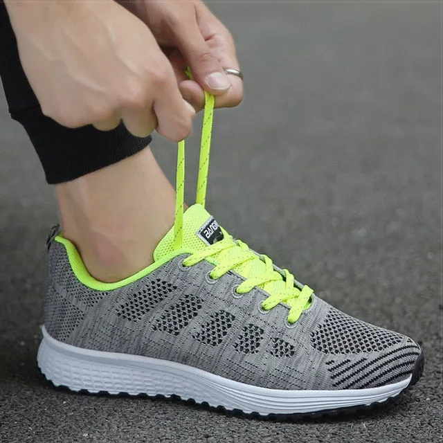 Women Casual Shoes Fashion Breathable Walking Mesh Flat Shoes