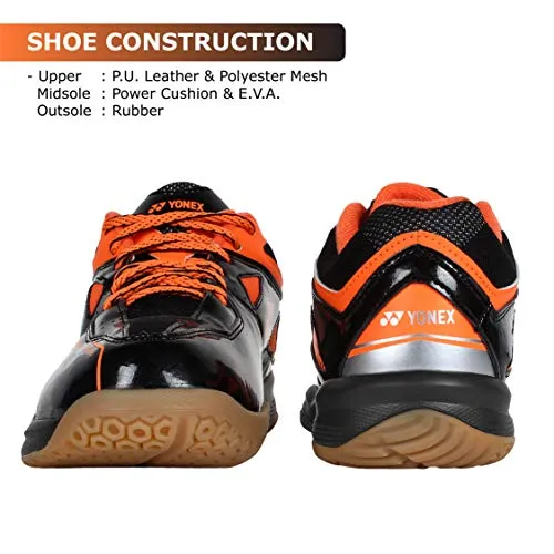 YONEX Men's SHB 36EX Microfiber Non Marking Power Cushion Black, Orange Badminton Shoes - 7 UK