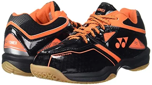 YONEX Men's SHB 36EX Microfiber Non Marking Power Cushion Black, Orange Badminton Shoes - 7 UK