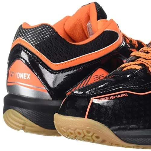 YONEX Men's SHB 36EX Microfiber Non Marking Power Cushion Black, Orange Badminton Shoes - 7 UK
