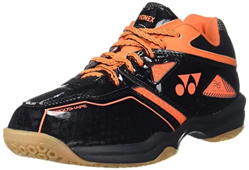 YONEX Men's SHB 36EX Microfiber Non Marking Power Cushion Black, Orange Badminton Shoes - 7 UK
