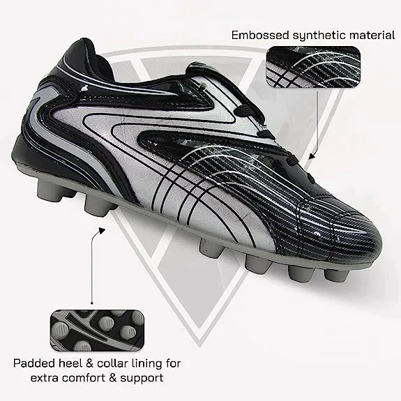 Youth Striker Firm Ground Soccer Shoes -Black/Silver